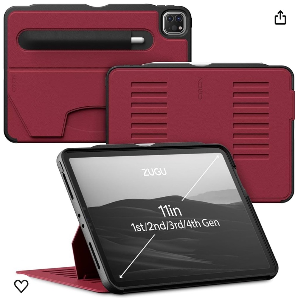 iPad Pro Zugu Red Case (1st/2nd/3rd/4th Gen) 2018/2020/2021/2022